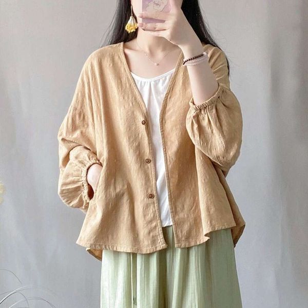 summer cotton and linen woven cardigan sunblock shirt for women artistic loose slim looking bat sleeved long air, White
summer cotton and linen woven cardigan sunblock shirt for women artistic loose slim looking bat sleeved long air, White
