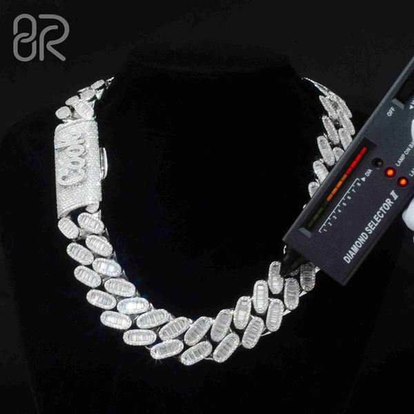 22mm 18" vvs moissanite diamond cuban necklace custom baguette link chain hip hop fine jewelry for rapper, Silver
22mm 18" vvs moissanite diamond cuban necklace custom baguette link chain hip hop fine jewelry for rapper, Silver