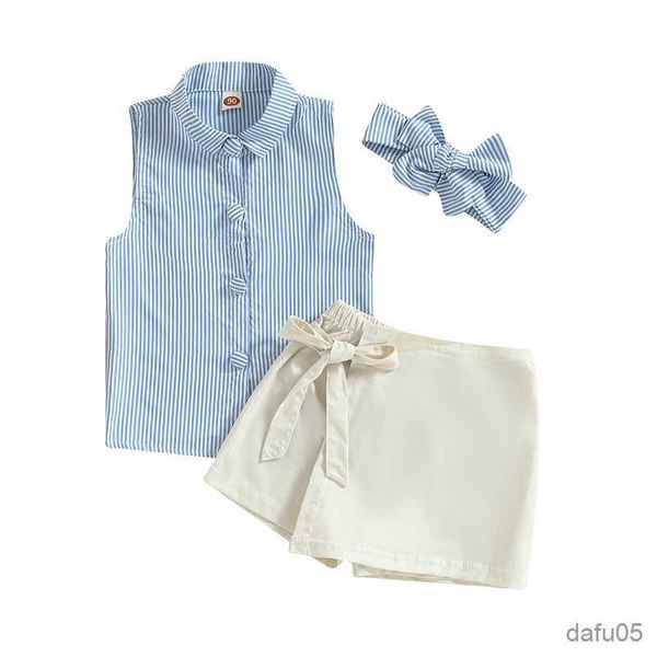 clothing sets baby kids girls shorts set sleeveless striped button closure vest with elastic waist tie-up shorts children's clothing se, White
clothing sets baby kids girls shorts set sleeveless striped button closure vest with elastic waist tie-up shorts children's clothing se, White