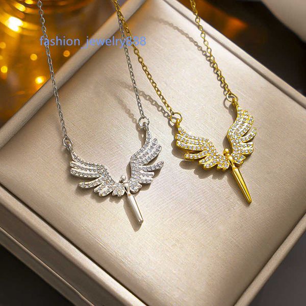 diamond necklace pendant angel wings pendant titanium steel necklace women's gradual light luxury women's design necklace fashion, Black
diamond necklace pendant angel wings pendant titanium steel necklace women's gradual light luxury women's design necklace fashion, Black