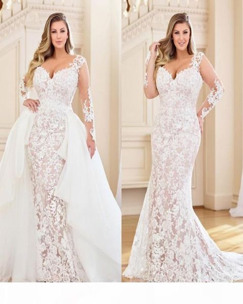 stunning plus size mermaid lace wedding dresses with detachable train long sleeves bridal gowns sweetheart neck trumpet vestidos d8413320, White
stunning plus size mermaid lace wedding dresses with detachable train long sleeves bridal gowns sweetheart neck trumpet vestidos d8413320, White