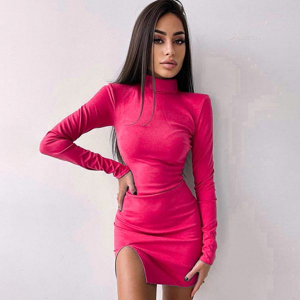 casual dresses slit dress new autumn style long-sleeved high-neck dress, Black;gray
casual dresses slit dress new autumn style long-sleeved high-neck dress, Black;gray