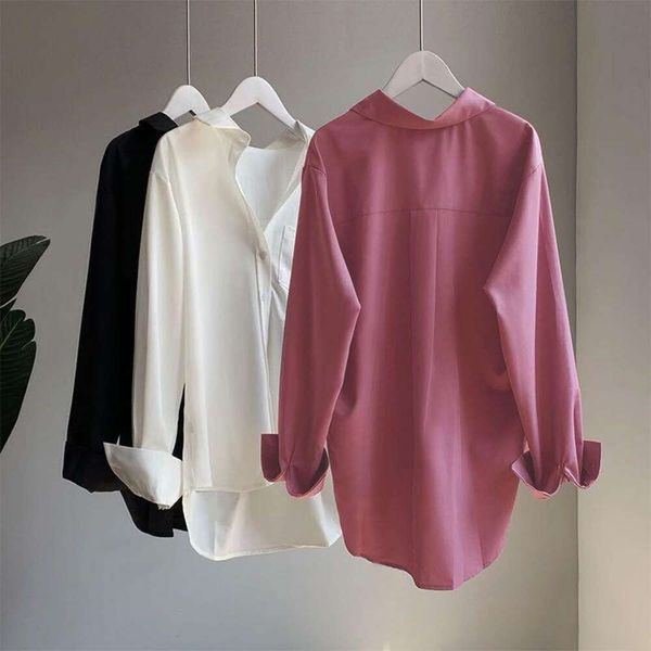 loose pure color shirt for women spring and autumn style literary hong kong flavor casual temperament all matching, White
loose pure color shirt for women spring and autumn style literary hong kong flavor casual temperament all matching, White