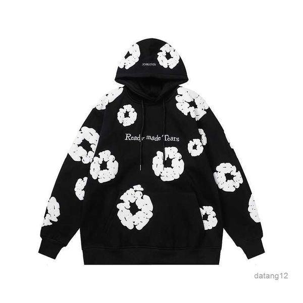 men's hoodies winter readymade foam flower co branded denim tears women puff printed distressed pullover cap embroidery white kapok tid, Black
men's hoodies winter readymade foam flower co branded denim tears women puff printed distressed pullover cap embroidery white kapok tid, Black