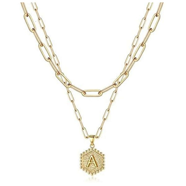26 letters designer layered initial necklaces for women's trend, plated paperclip chain necklace cut hexagon letter pendant initial cho, Silver
26 letters designer layered initial necklaces for women's trend, plated paperclip chain necklace cut hexagon letter pendant initial cho, Silver