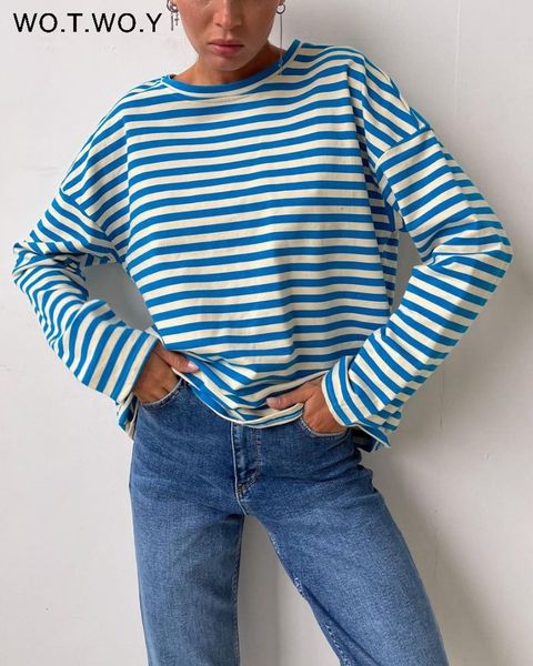 women's t-shirt wotwoy summer striped long sleeves t-shirts women spring soft cotton knitted tee shirt female basic loose y2k goth 230, White
women's t-shirt wotwoy summer striped long sleeves t-shirts women spring soft cotton knitted tee shirt female basic loose y2k goth 230, White