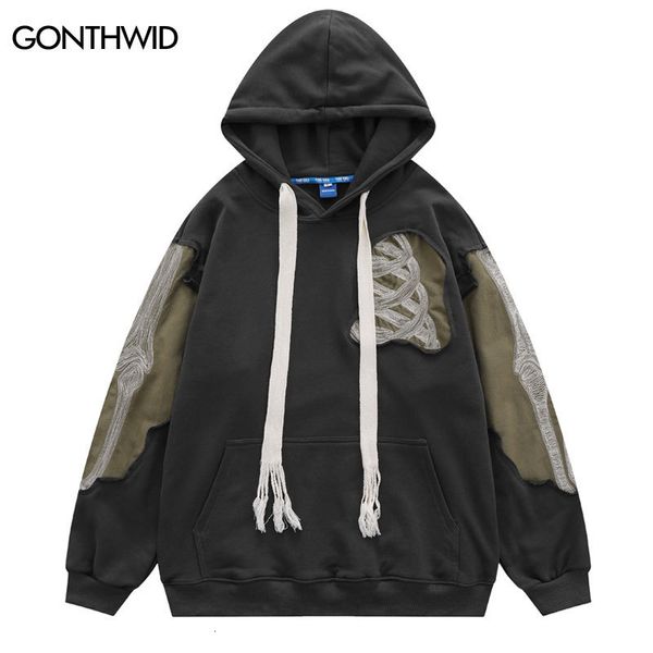 men's hoodies sweatshirts hip hop men hoodie sweatshirt y2k embroidery skeleton skull patch punk gothic hooded streetwear harajuku casu, Black 
men's hoodies sweatshirts hip hop men hoodie sweatshirt y2k embroidery skeleton skull patch punk gothic hooded streetwear harajuku casu, Black