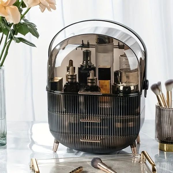 1pc dust proof cosmetics storage box with lid, deskmakeup container, vanity lipstick holder, skincare product shelving
1pc dust proof cosmetics storage box with lid, deskmakeup container, vanity lipstick holder, skincare product shelving