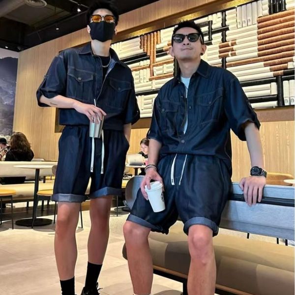 mens tracksuits summer solid simple casual denim shirt shorts set fashion retro loose large size shortsleeve jackets fivepoint pants 230815, Gray
mens tracksuits summer solid simple casual denim shirt shorts set fashion retro loose large size shortsleeve jackets fivepoint pants 230815, Gray