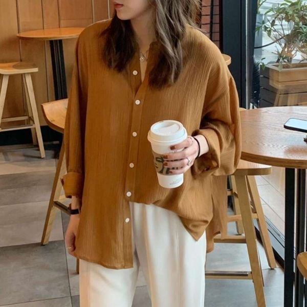 small fresh retro summer dress shirt just need to wrinkle the texture of refreshing sunblock womens thin loose, White
small fresh retro summer dress shirt just need to wrinkle the texture of refreshing sunblock womens thin loose, White