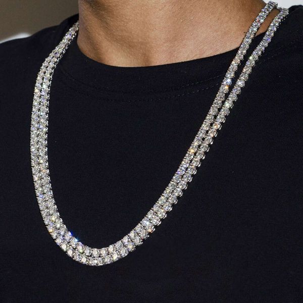 selling 4mm round brilliant cut vvs moissanite tennis chain iced out gold plated sier tennis necklace for men women, Silver
selling 4mm round brilliant cut vvs moissanite tennis chain iced out gold plated sier tennis necklace for men women, Silver