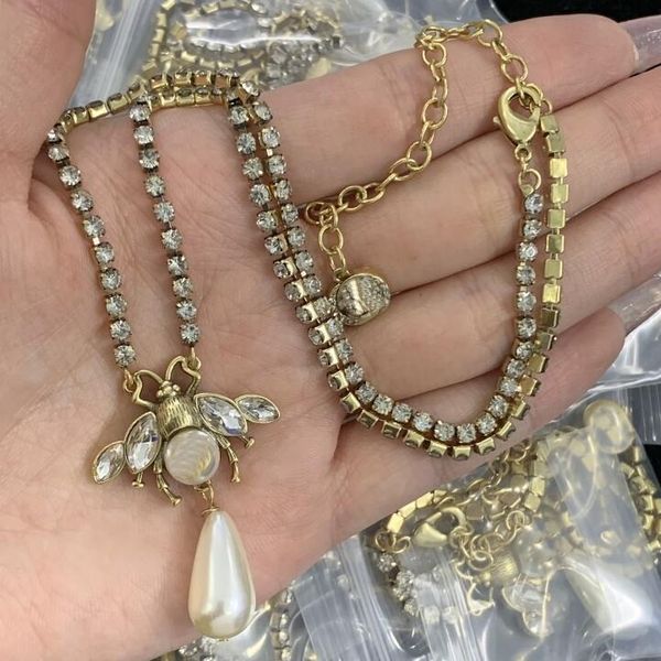 crystal pearl inlaid bee pendant with diamond chain gold necklaces double letter clavicular necklace jewelry fashion neck chain sweater chai, Silver
crystal pearl inlaid bee pendant with diamond chain gold necklaces double letter clavicular necklace jewelry fashion neck chain sweater chai, Silver
