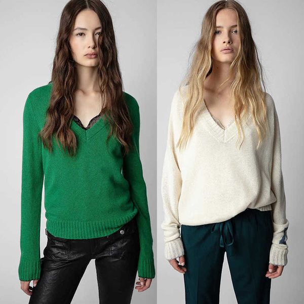 zadig voltaire knitted sweaters pullover sweater zv classic sleeve letter hanging wool v-neck 100 cashmere knitwear women's sweater, White;black
zadig voltaire knitted sweaters pullover sweater zv classic sleeve letter hanging wool v-neck 100 cashmere knitwear women's sweater, White;black