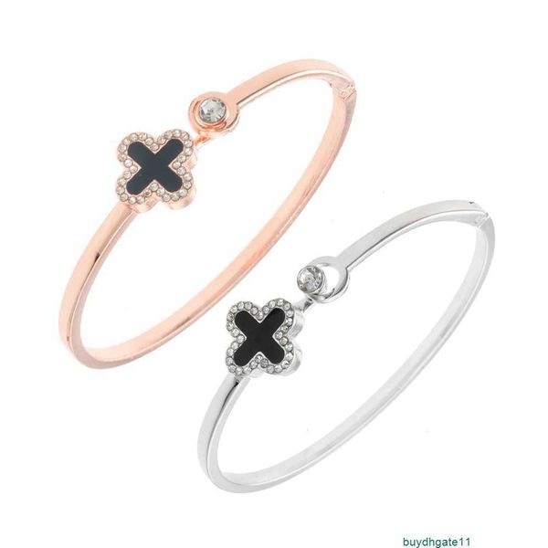 daoc bracelet bangle korean fashion lucky clover environmental protection rose gold versatile popular open, Black
daoc bracelet bangle korean fashion lucky clover environmental protection rose gold versatile popular open, Black