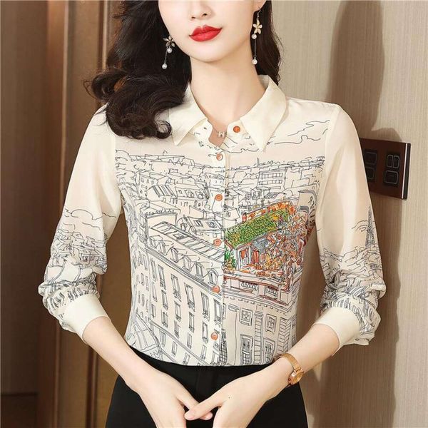 title mm thick blouses silk printed long sleeved shirt for women spring blouse, White
title mm thick blouses silk printed long sleeved shirt for women spring blouse, White