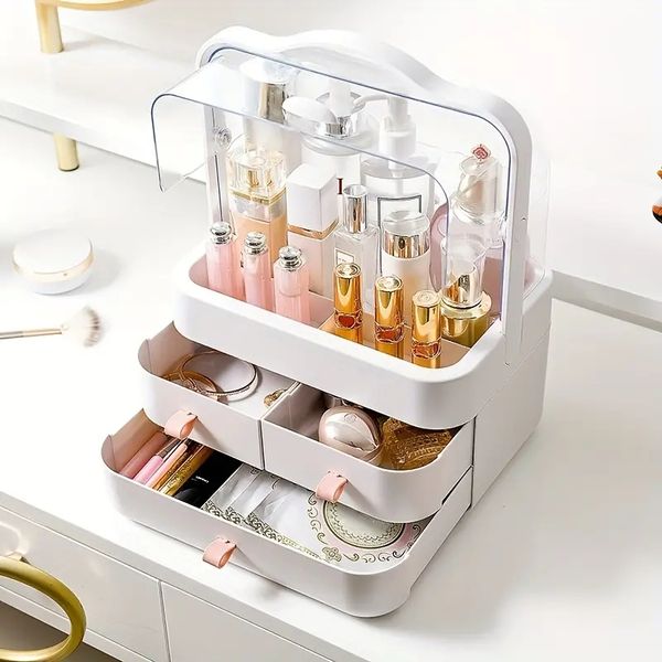 1pc makeup organizer, cosmetics skincare products organize box, waterproof&dustproof make up box, storage for vanity with lid and drawers, c
1pc makeup organizer, cosmetics skincare products organize box, waterproof&dustproof make up box, storage for vanity with lid and drawers, c