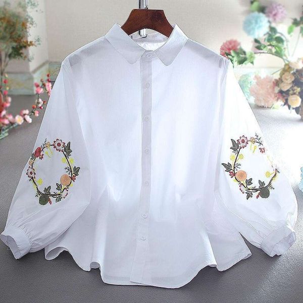 white blouse shirts long sleeve spring style ladies loose slim embroidered lantern sleeves
white blouse shirts long sleeve spring style ladies loose slim embroidered lantern sleeves