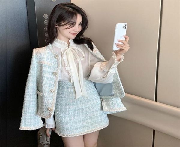 autumn chic set women korean vintage temperament elegant long sleeve vneck button tweed short jacket high waist bodycon skirt 2202581926, White
autumn chic set women korean vintage temperament elegant long sleeve vneck button tweed short jacket high waist bodycon skirt 2202581926, White