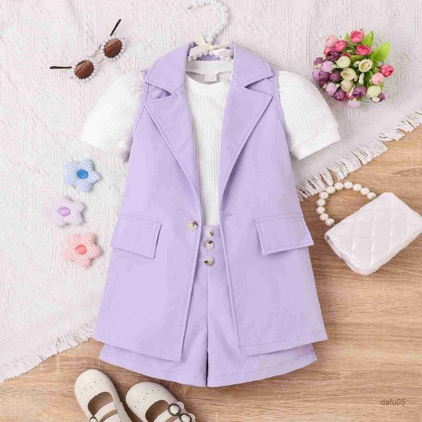 clothing sets 4-7y fashion kids girls summer clothes sets 3pcs solid short sleeve t-shirt +lapel sleeveless jacket elastic shorts r230816, White
clothing sets 4-7y fashion kids girls summer clothes sets 3pcs solid short sleeve t-shirt +lapel sleeveless jacket elastic shorts r230816, White