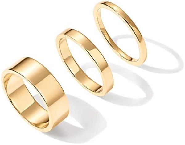 18k gold plated 3 rings set gold stacking ring for womens minimalist stainless steel basic circle rings for women trendy jewelry gift, Silver
18k gold plated 3 rings set gold stacking ring for womens minimalist stainless steel basic circle rings for women trendy jewelry gift, Silver