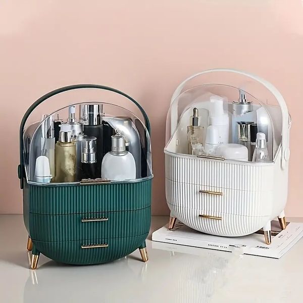 1pc cosmetic storage box, portable large capacity makeup organizer, skincare organizers with lid and drawers, water & dust vanity organizer
1pc cosmetic storage box, portable large capacity makeup organizer, skincare organizers with lid and drawers, water & dust vanity organizer