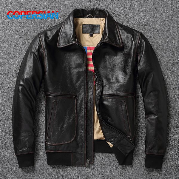 men's jackets mens layer genuine leather jacket military pilot jackets air force a2 lapel retro rub color tooling short large coat 2308, Black;brown
men's jackets mens layer genuine leather jacket military pilot jackets air force a2 lapel retro rub color tooling short large coat 2308, Black;brown