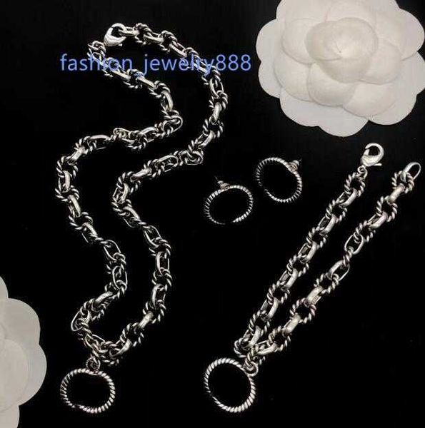 earring silver chains stainless steel necklaces designers metal chains link men women necklace designer brand letter punk bracelet jewelry s