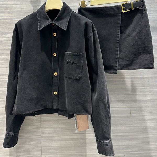 8.16 vintage fashion letter embroidery short denim jacket + leather buckle mini skirt women's 2 piece sets, White
8.16 vintage fashion letter embroidery short denim jacket + leather buckle mini skirt women's 2 piece sets, White
