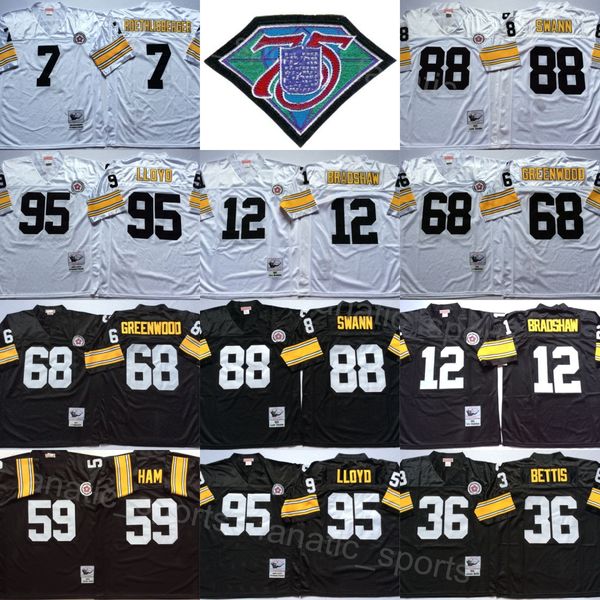 football vintage 88 lynn swann jerseys 95 greg lloyd 68 l c greenwood 12 terry bradshaw 59 jack ham 1975 1982 retro uniform 75th anniversary, Black
football vintage 88 lynn swann jerseys 95 greg lloyd 68 l c greenwood 12 terry bradshaw 59 jack ham 1975 1982 retro uniform 75th anniversary, Black