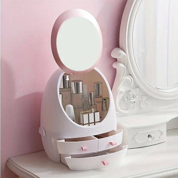 1pc cute makeup organizer with mirror, lighted makeup mirror stands with storage box for vanity desk, drawer cosmetic storage box with mirro
1pc cute makeup organizer with mirror, lighted makeup mirror stands with storage box for vanity desk, drawer cosmetic storage box with mirro