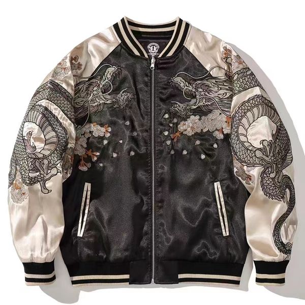 men's jackets makuluya men zippers high street sukajan souvenir jacket pilot bomber letterman varsity award dragon sakura embroidery co, Black;brown
men's jackets makuluya men zippers high street sukajan souvenir jacket pilot bomber letterman varsity award dragon sakura embroidery co, Black;brown