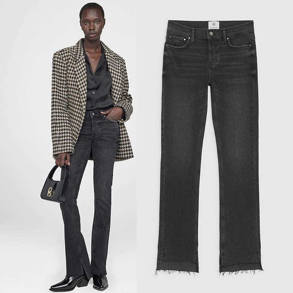 women straight pants anines bings designer classic cotton mid waist black jeans fashion gray mid bulleted front short back long tight pants, Blue
women straight pants anines bings designer classic cotton mid waist black jeans fashion gray mid bulleted front short back long tight pants, Blue
