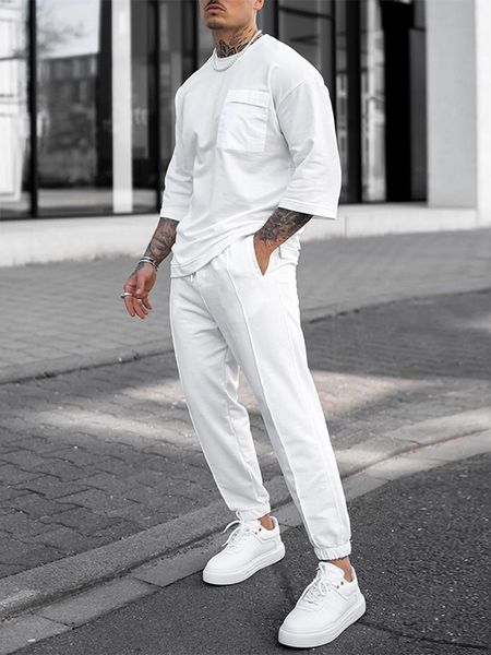 mens tracksuits fashion half sleeve t shirt two piece set outfits casual pure color patch pocket and pants suits men trend streetwear 230815, Gray
mens tracksuits fashion half sleeve t shirt two piece set outfits casual pure color patch pocket and pants suits men trend streetwear 230815, Gray