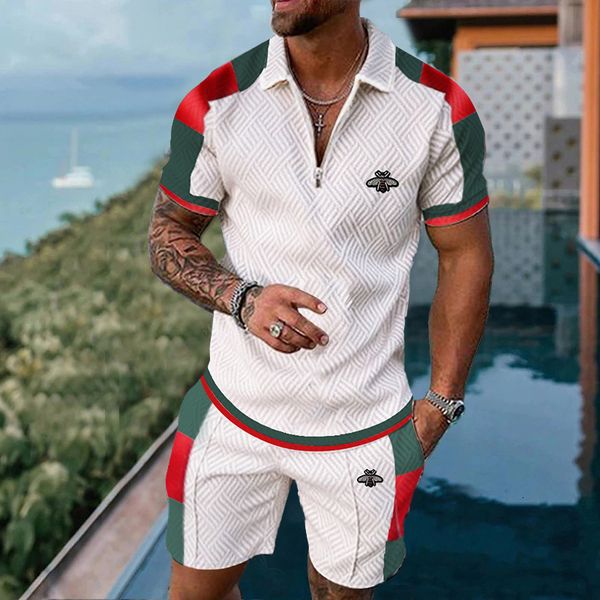 men's tracksuits summer men's sports suit little bee series short sleeve zipper polo shirt set 2 pieces 230815, Gray
men's tracksuits summer men's sports suit little bee series short sleeve zipper polo shirt set 2 pieces 230815, Gray