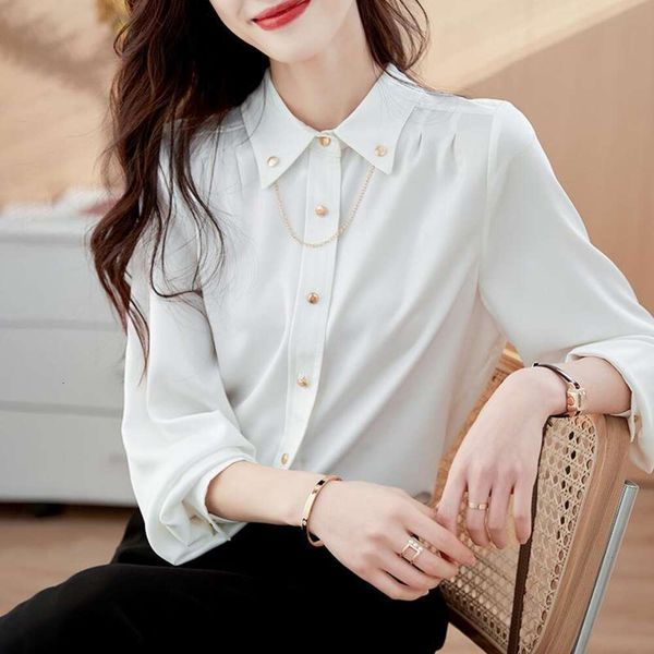 autumn small chain womens blouses design light and thin versatile simple shirt satin long sleeved chiffon, White
autumn small chain womens blouses design light and thin versatile simple shirt satin long sleeved chiffon, White