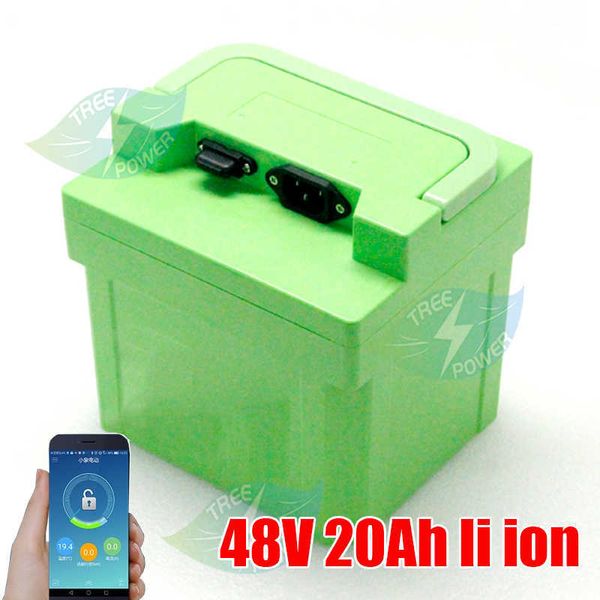 Image of Portable 48V 20Ah Li ion battery pack with bluetooth BMS for electric bicycle 1200W citycoco scooter ebike+3A Charger
