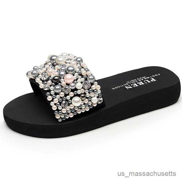 slipper beach shoes women summer high platform sandals wedge flip flops slope handmade slippers female crystal flower shoes r230816, Black;grey
slipper beach shoes women summer high platform sandals wedge flip flops slope handmade slippers female crystal flower shoes r230816, Black;grey