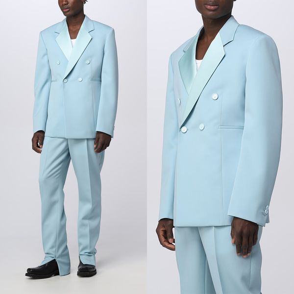 double breasted men's wedding suits notched lapel tuxedos light blue groom wear evening party 2 pieces customize coat pants, Black;gray
double breasted men's wedding suits notched lapel tuxedos light blue groom wear evening party 2 pieces customize coat pants, Black;gray