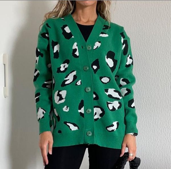 women's sweater 2023 autumn knitted colorful leopard jacquard cardigan women's coat mid length button fashion sweater women, White;black
women's sweater 2023 autumn knitted colorful leopard jacquard cardigan women's coat mid length button fashion sweater women, White;black