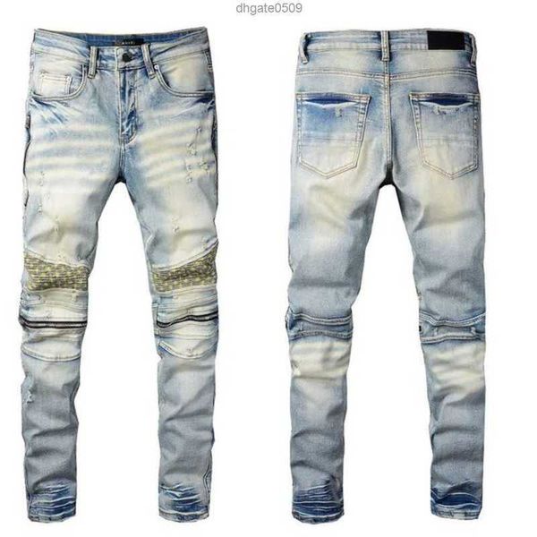2022 new men's designer amirs jeans fashion skinny straight slim ripped stretch casual trousers 8ucszvbke, Blue