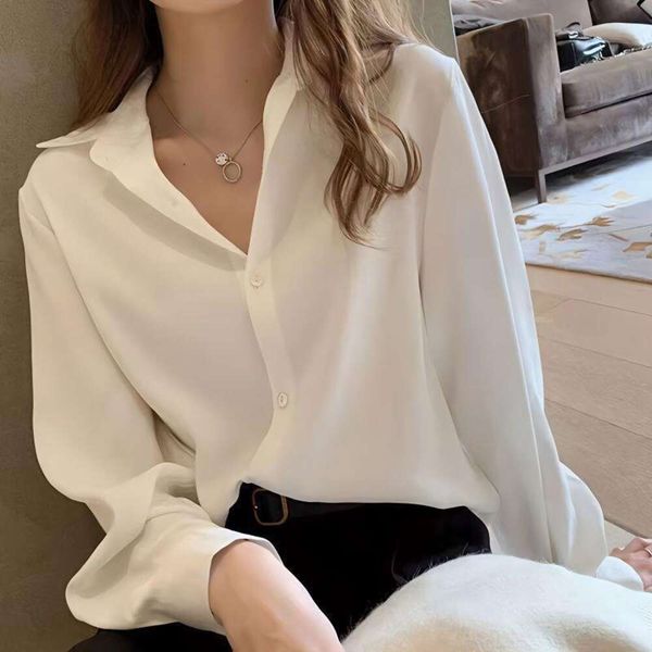 spring quality long sleeved shirt for women casual professional large size slimming sense versatile, White
spring quality long sleeved shirt for women casual professional large size slimming sense versatile, White