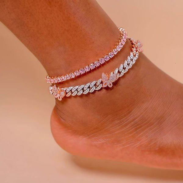 anklets fashion iced out miami cuban chain fashion foot leg jewelry sparking bling rose cz butterfly charm anklet for women 230816, Red;blue
anklets fashion iced out miami cuban chain fashion foot leg jewelry sparking bling rose cz butterfly charm anklet for women 230816, Red;blue