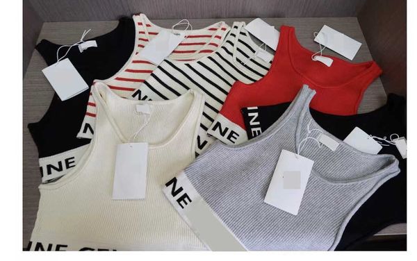 designer shirts striped u-shaped knitted tank with a short base for women france design women, White
designer shirts striped u-shaped knitted tank with a short base for women france design women, White