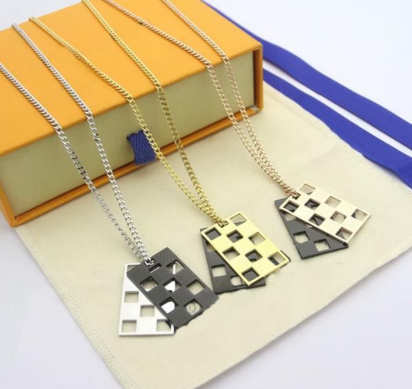 fashion men gold necklace 18k gold designer necklace double layer stainless steel checkerboard letter carved pendant necklace love jewelry, Silver
fashion men gold necklace 18k gold designer necklace double layer stainless steel checkerboard letter carved pendant necklace love jewelry, Silver