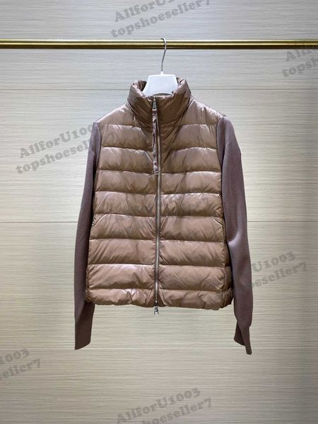 designer womens down parkas men's knitted splice stand neck lightweight casual couple embroidered badge slim thermal jackets brown, Black
designer womens down parkas men's knitted splice stand neck lightweight casual couple embroidered badge slim thermal jackets brown, Black