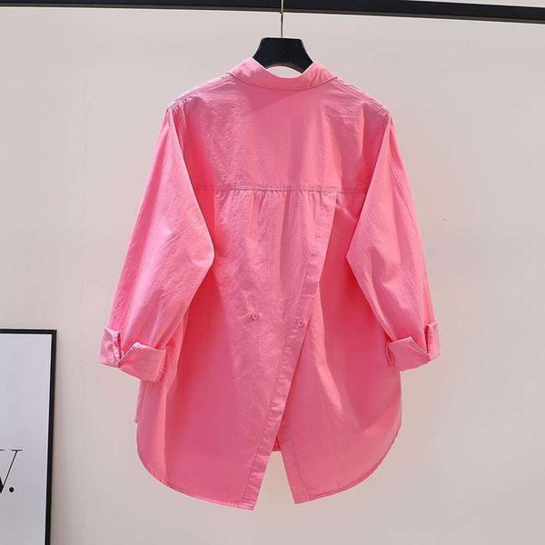 designer pink cotton shirt loose long sleeved for women spring all matching cardigan top, White
designer pink cotton shirt loose long sleeved for women spring all matching cardigan top, White