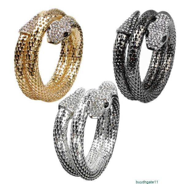 q8tc bracelet bangle popular women's exaggerated gold cut-out diamond python, Black 
q8tc bracelet bangle popular women's exaggerated gold cut-out diamond python, Black