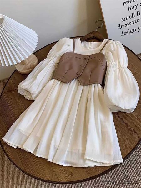 girl's dresses spring autumn girls dress set long sleeve children's retro leather vest dress set teenage girls clothing suit 12y r, Red;yellow
girl's dresses spring autumn girls dress set long sleeve children's retro leather vest dress set teenage girls clothing suit 12y r, Red;yellow