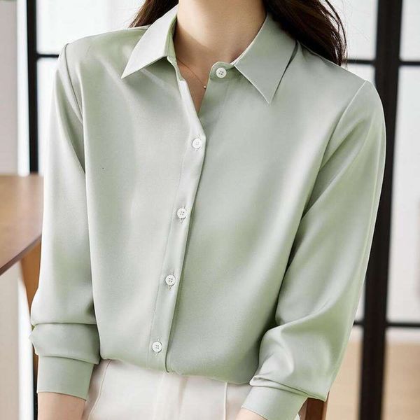 simple high end satin long sleeved shirt womens clothing early autumn professional interview design light mature, White
simple high end satin long sleeved shirt womens clothing early autumn professional interview design light mature, White