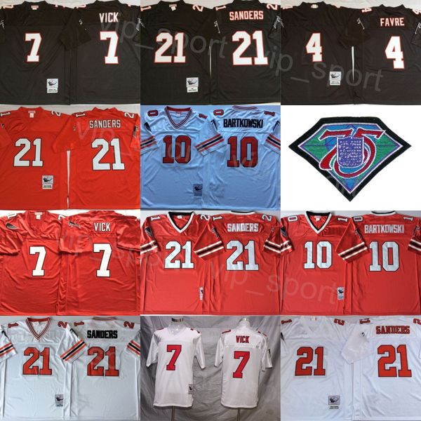 team football retro 7 michael vick jersey 10 steve bartkowski 21 deion sanders 4 brett favre 75th anniversary embroidery and sewing black re, Black;red
team football retro 7 michael vick jersey 10 steve bartkowski 21 deion sanders 4 brett favre 75th anniversary embroidery and sewing black re, Black;red